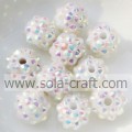 10 * 12MM Solid White AB Harz Strass Kugel Perlen für die Herstellung von klobigen Ohrringen