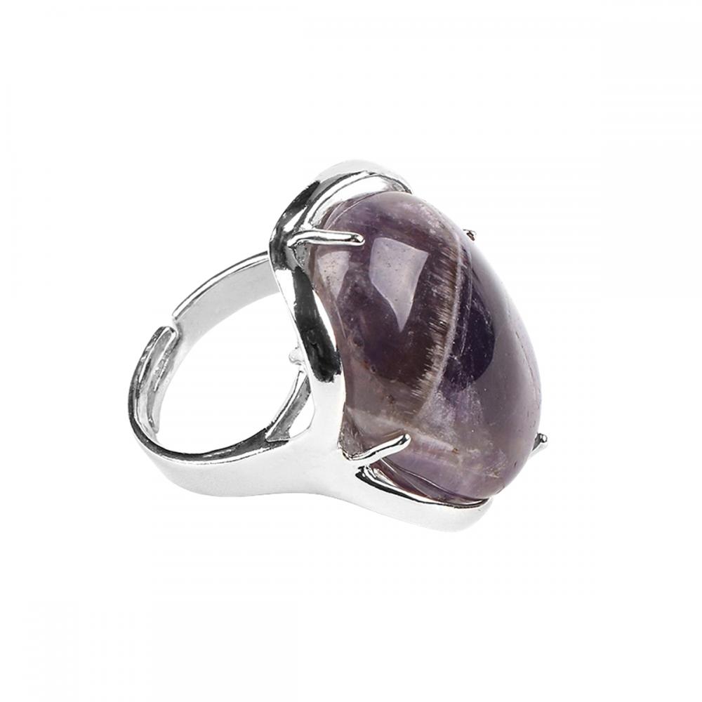 Gemstone 18x25 мм овальный кристалл регулируемый кольцо кольца Quartz Quartz для женщин для мужчин очаровывать кольца годовщины день рождения