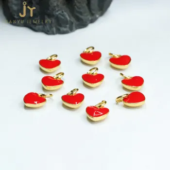 Gold Plated 9x10mm Heart Shape Loose Spacer Beads for DIY Jewelry Making and Pendants