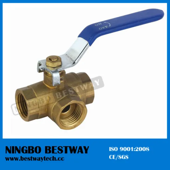 T Type L Type NPT Brass 3 Way Ball Valve
