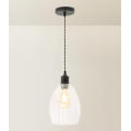 Ribbed Glass Pendant Ceiling Lamp led bulb