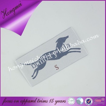 cheap satin woven main label with size