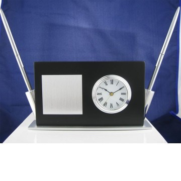 Wood Desk Set With Clock