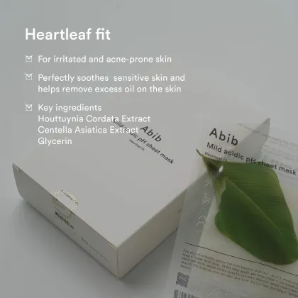 Abib Heartleaf Fit Mild Acidic pH Sheet Mask - 10 Sheets | Korean Facial Skincare Products