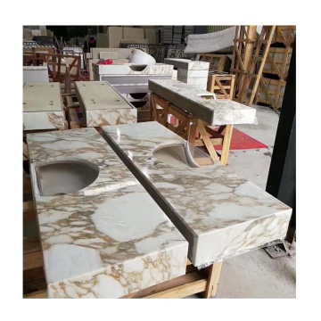 Customized Bathroom Marble Vanity Tops with Calcutta White Gold Marble