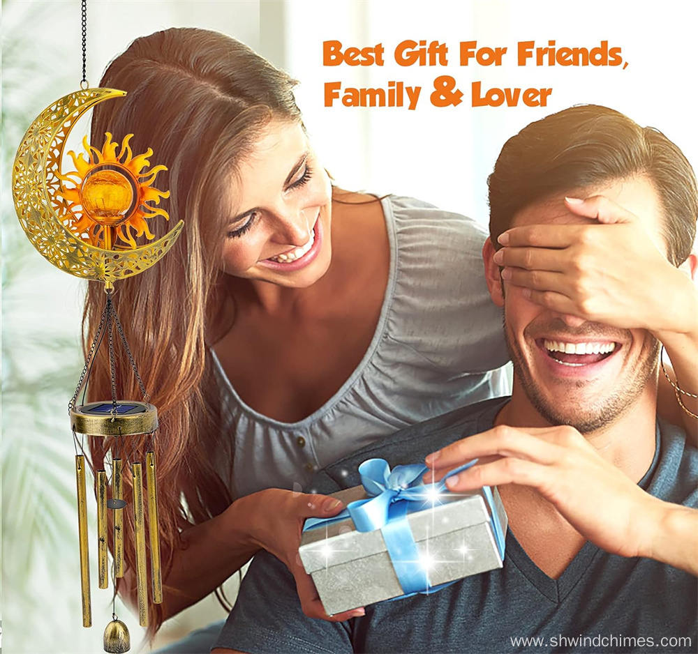 Sun Moon Solar Powered Wind Chimes - Perfect Gift for Mom