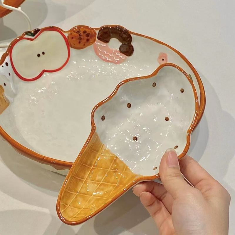 Sweet Strawberry Ceramic Dinnerware with 3D Decorations