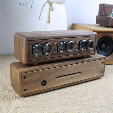 X-040 modern usb glow tube digital & analog-digital smart desk & table clock alarm steampunk wood gixie clock