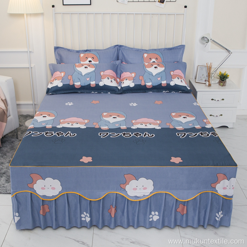 100% polyester microfiber printed bedskirt sets