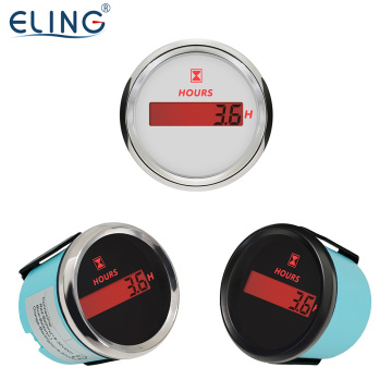 ELING 52mm Engine Hour Meter Gauge with Red Backlight for 12V/24V Vehicles