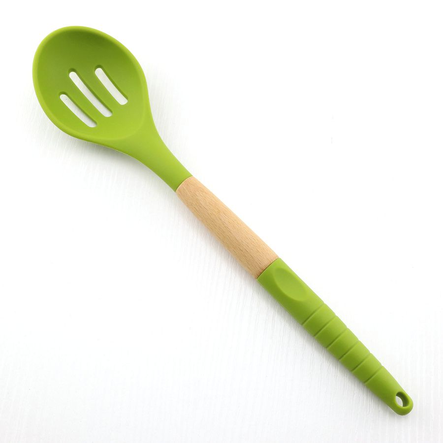 Beech Wood and Silicone Cooking Slotted Spoon