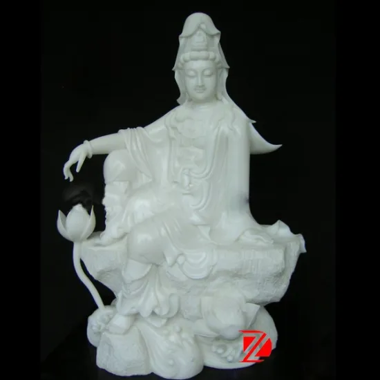 Indoor polishing white marble kuan yin statue for sale