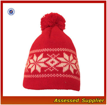 BBH005/ Custom pattern knitted bobble hat/ custom bobble hat