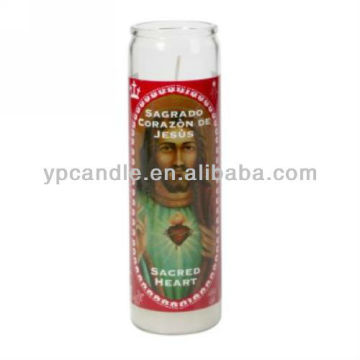 Church Candle in Glass with Specific Pattern
