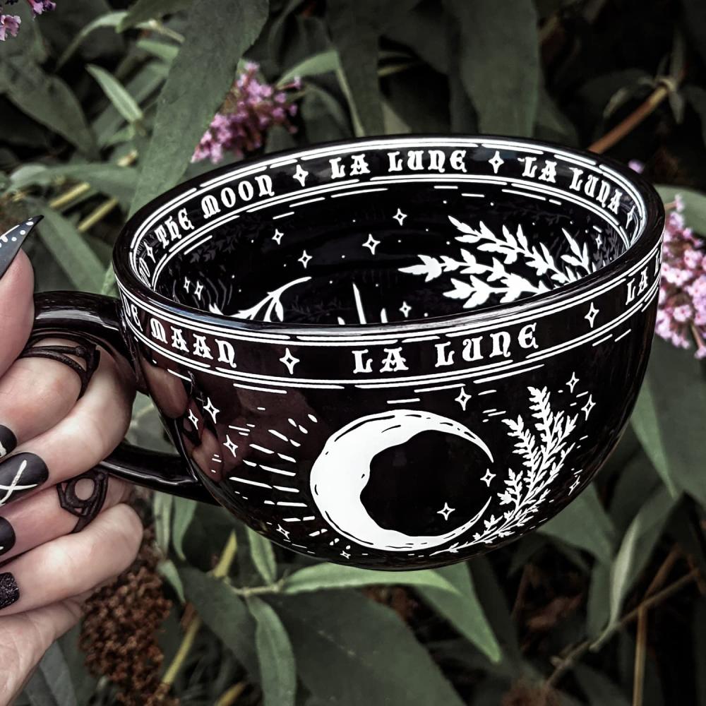 Taza de luna de café grande de la lune