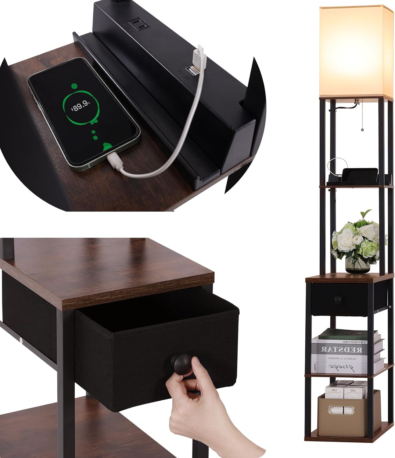 F250830 Shelf floor lamp with drawer USB (3)