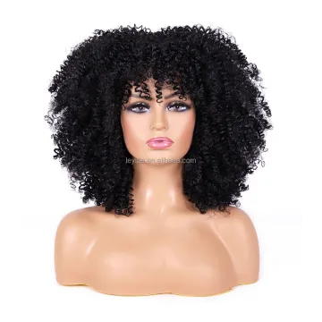 Big Bouncy Fluffy Kinky Curly Wigs Heat Resistant Soft Synthetic Short Curly Afro Wig Short Curly Wig for Black Women with Bangs