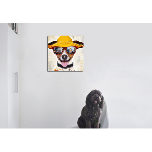 Puppy Canvas Print Sunglasses Dog Oil Painting