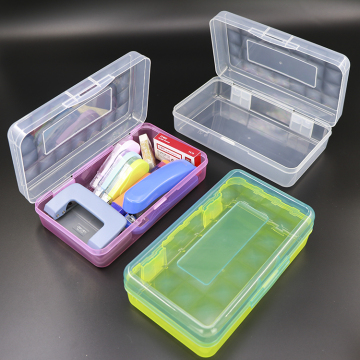 Weisheng Transparent Pencil Crayon Box Plastic Storage Stationery lPaid School Pen Case