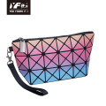 Custom color focus rainbow PU leather makeup bag