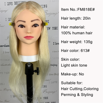 Cap de manechin blond păr lung păr uman frizer