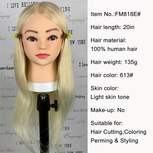 Cap de manechin blond păr lung păr uman frizer