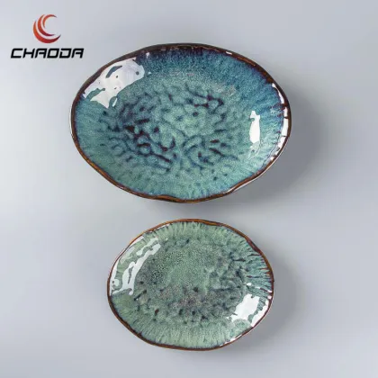 Rustic Ceramic Yuanbao Shaped Fish Plate