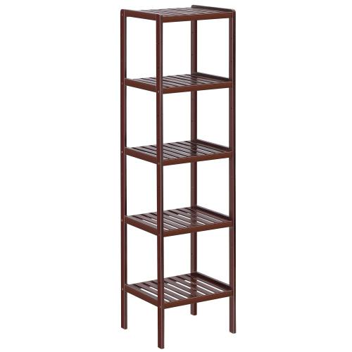 5-Tier Multifunctional Brown Bamboo Storage Rack