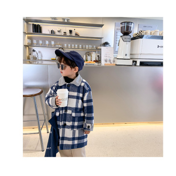 Customized Plaid Top Warm Lapel Coat Kids Clothes