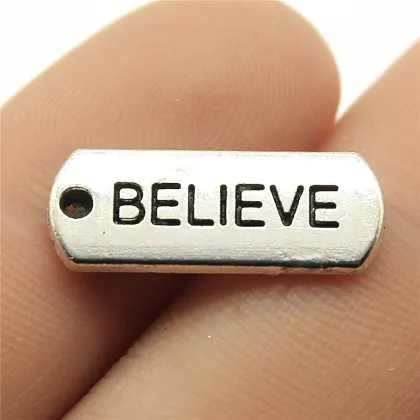 WYSIWYG 10pcs 21x8mm Believe Tag Charm Pendants For Jewelry Making Antique Gold Believe Tag Pendants Charm Believe Tag