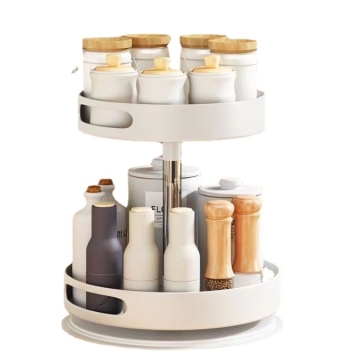 Height Adjustable Rotating Spice Rack for Kitchen Cabinet Organization