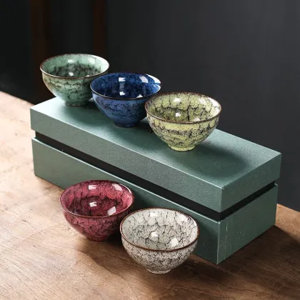 Wholesale Colorful Glaze Master Cup Set - Retro Ceramic Kung Fu Tea Cups
