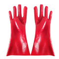 Solo rojo sumergido. Acabado rugoso.Gauntlet PVC Guante 35cm