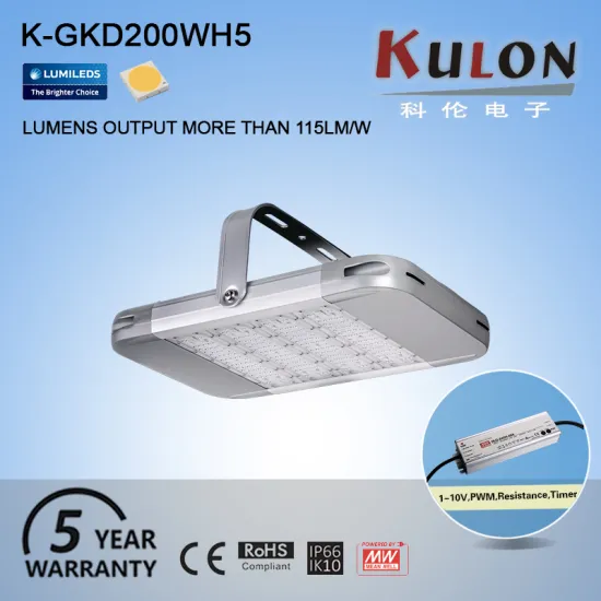 PC Lens 115lm/w 3-Step Dimming 200w ul led high bay light