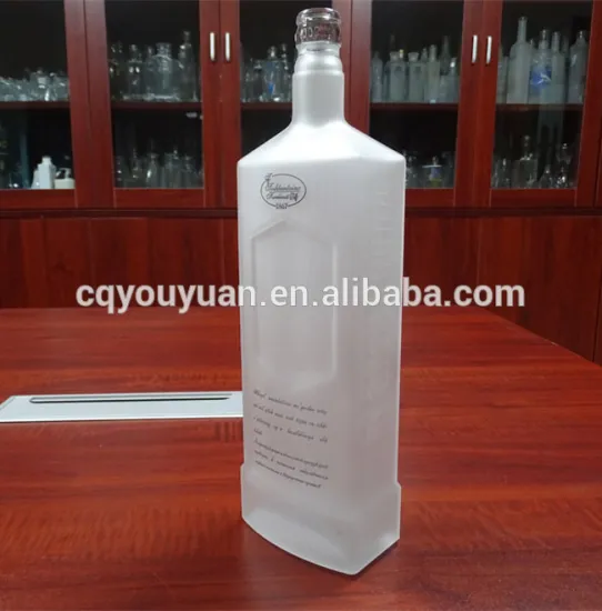 Square Top Quality 1 Liter Custom Glass Bottle Frosted Glass Bottles 1000 ML