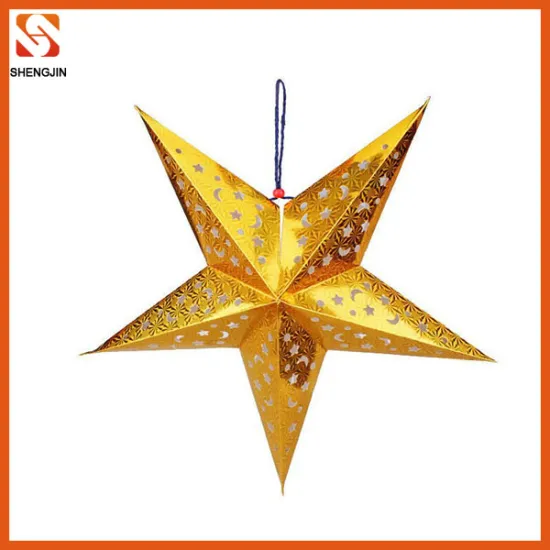 hanging paper gold star christmas decoration