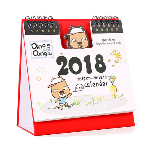 Słodki spiralny wydrukowany kalendarz miesięczny 2018