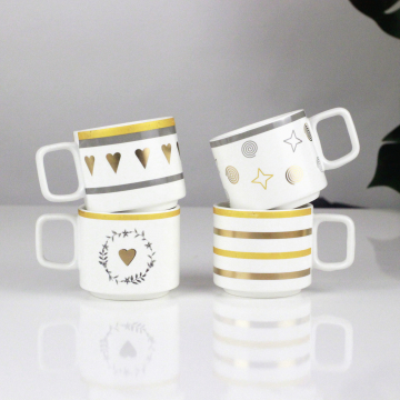 Ceramic Mug with Handle and Wooden Saucer - 120ml Espresso Cup for Home or Office