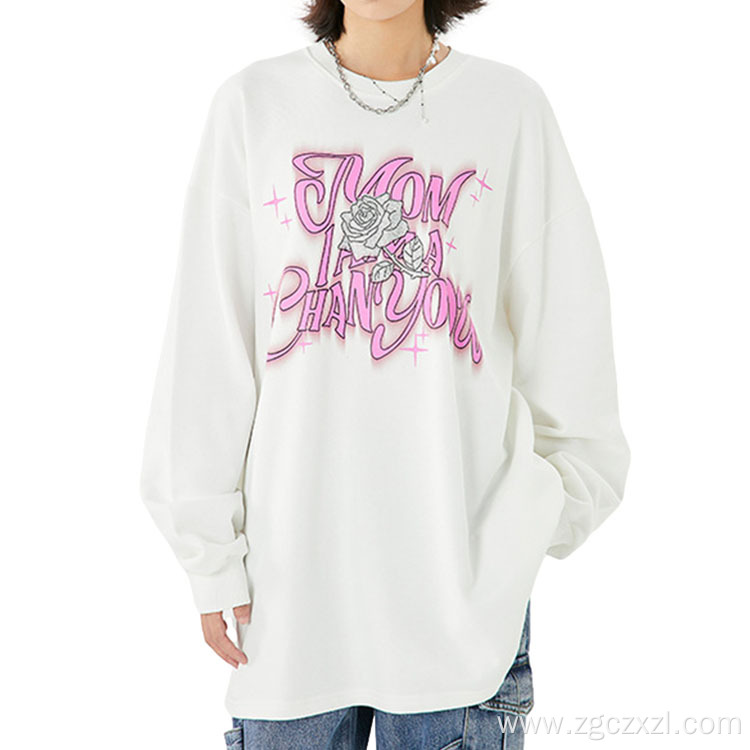 Autumn Couple Retro Letter Print Crew Neck Sweatshirt