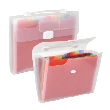 A4 Size 12 Pockets Plastic Portfolio File Folder Expanding Organizer With Handle