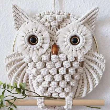 Wholesale Macrame Wise Owl Wall Hanging for Boho Nursery Decoration
