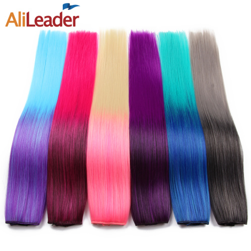 Alileader High Quality Ombre Color Hair 26 Colors Long Soft 5 Clips Clip In Hair Extension Synthetic For Women