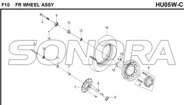 F10 FR WHEEL ASSY para HU05W-C MIO 50 Peças de Reposição de Alta Qualidade