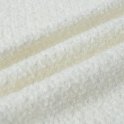 Pure White Wool Polyester Acrylic Blend Fabric