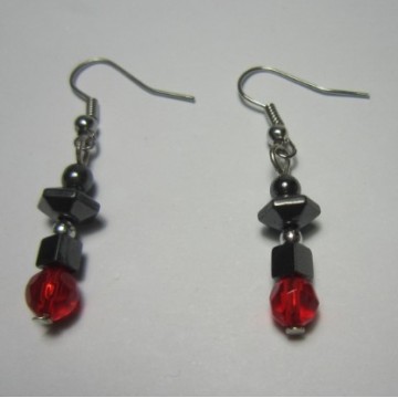 Hematite Earring with silver color finding