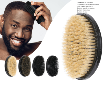 Custom Logo Beard Brush - Men's Wooden Mustache Care Kit with Natural Boar Bristles