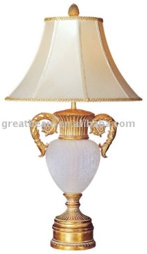 Antique Resin Table Lamp with silk shade D2072