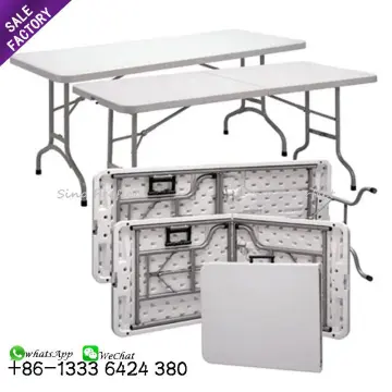 5FT Outdoor White Plastic Catering BBQ Banquet Camping Picnic Folding Table - Portable and Space-Saving Mesas Plegables