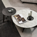 Marble coffee table with wooden feet