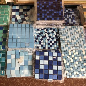 Custom Blue Mediterranean Swimming Pool Ceramic Mosaic Tiles for Outdoor Hotels, Fish Ponds & Porcelain Tile Decor